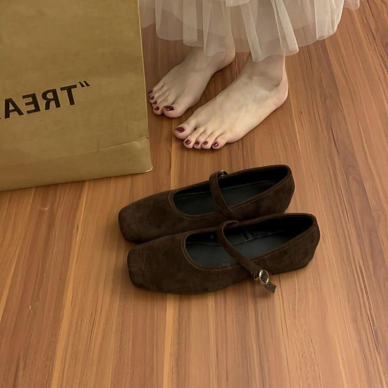 Designer Vintage Slip On Women Mary Jane Shoes Fashion Flats Square Toe Shoes 2026 Spring Casual Dress Ballet Flats Hoes