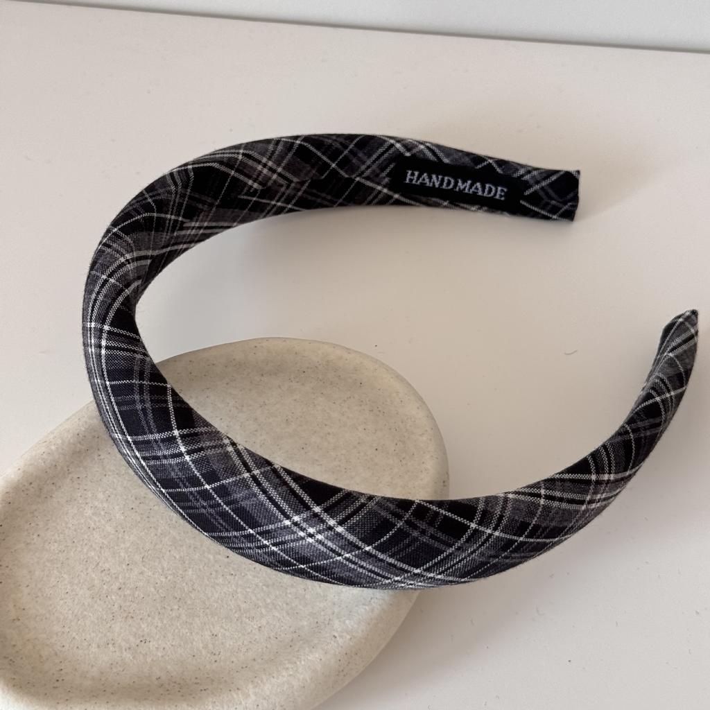 Retro College Checkered Hairband - Fresh, Sweet and Cute Headband for Girls - Sponge High-Crown Headband