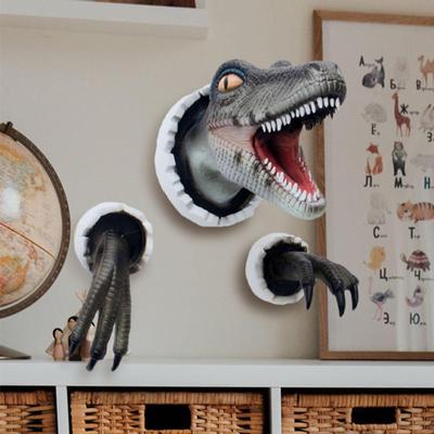 3D Dinosaur Sculptures Wall Mounted, Resin Head Statues, Home Decoration for Front Door,