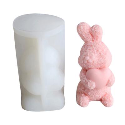Rose Rabbit Candle Mold Easter Rabbit Candle Mold for Making Candle Soap Gypsum Ornament Easter Valentines Gift