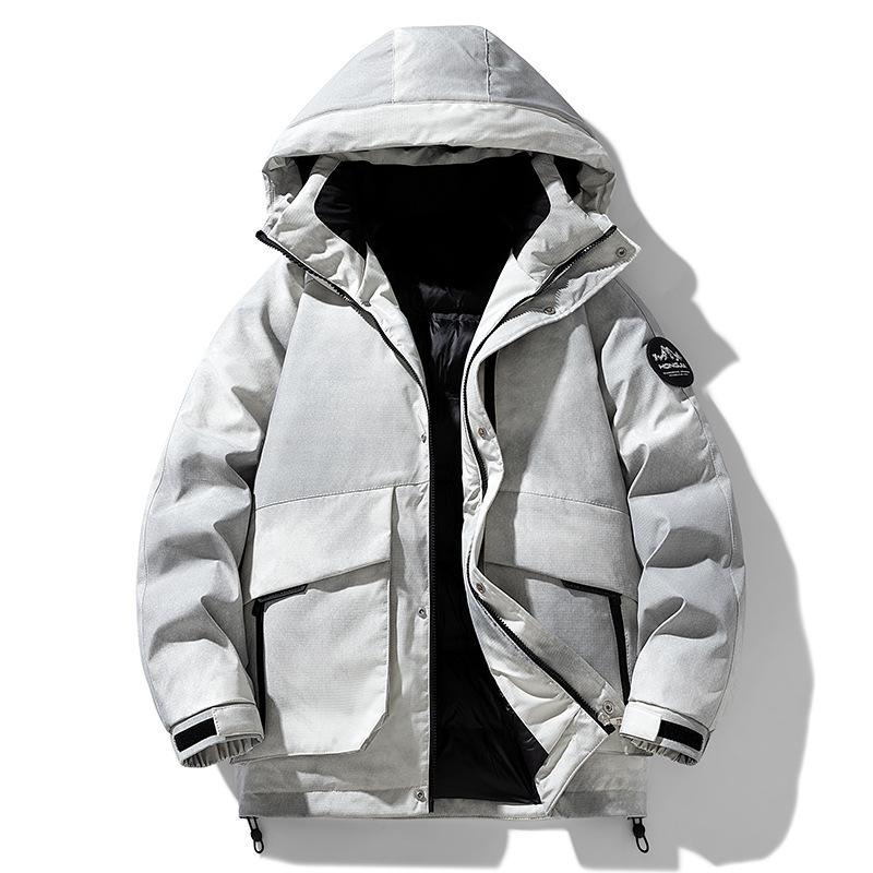 

Outdoor jacket men s and women s winter down jacket thickened warm couple windproof hooded loose men s clothing 4XL
