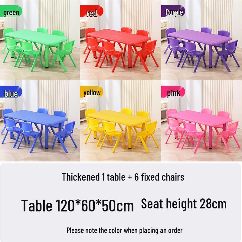Children's Rectangular Plastic Learning Table & Chair Set with Building Block Surface