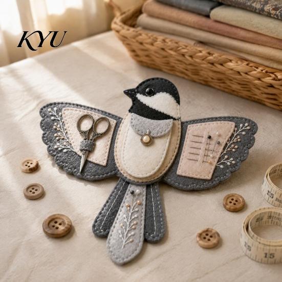 DIY Vogel Näh-Organizer Form Filz-Set, Tragbare Dekorative Basteltasche Handgemachtes Set mit Scherenfach und Nadelkissen, Stickwerkzeuge Zubehör