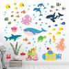 DECOWALL Underwater Marine Life Wall Stickers Decorative Wall Art for DIY Projects Wall Transfer Stickers for and Children Bathroom Room Decorative