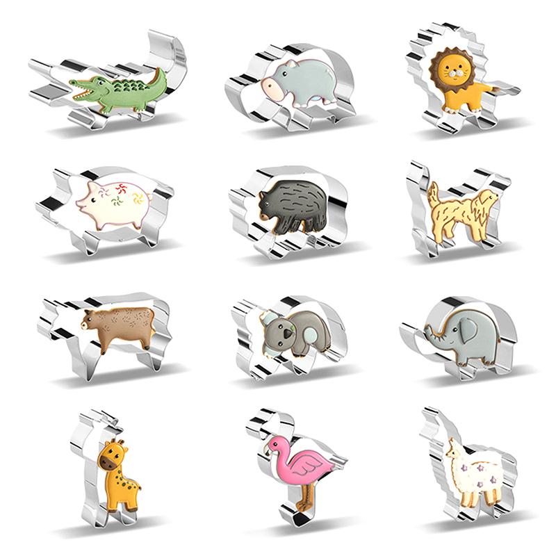 Animal Cookie Cutters For Kids, Safari Zoo Animals 12 Pcs Cookie Cutters Set With Lion, Giraffe, Hippo, Koala, Elephant, Dog