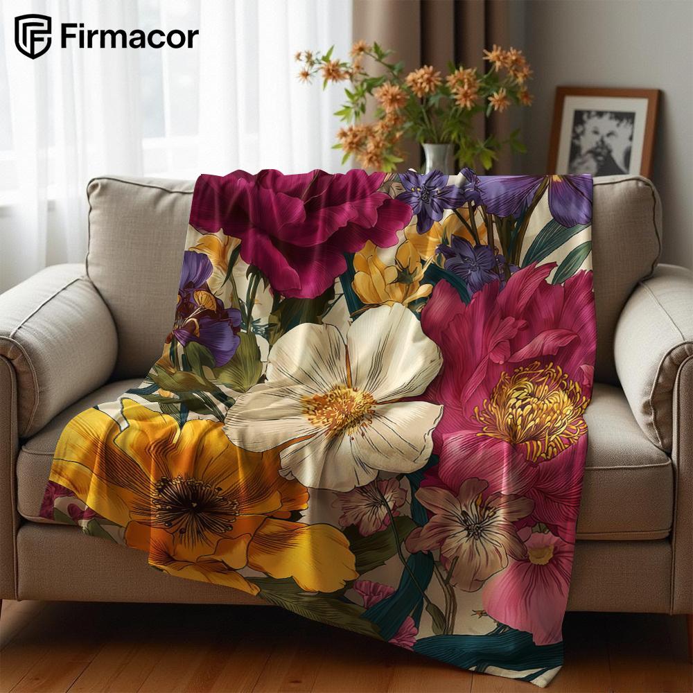 Vivid Floral Landscape Ultra Soft Sherpa Fleece Blanket Fluffy Warm Halloween Cozy Throw for Sofa Couch Bedroom Gift All Season