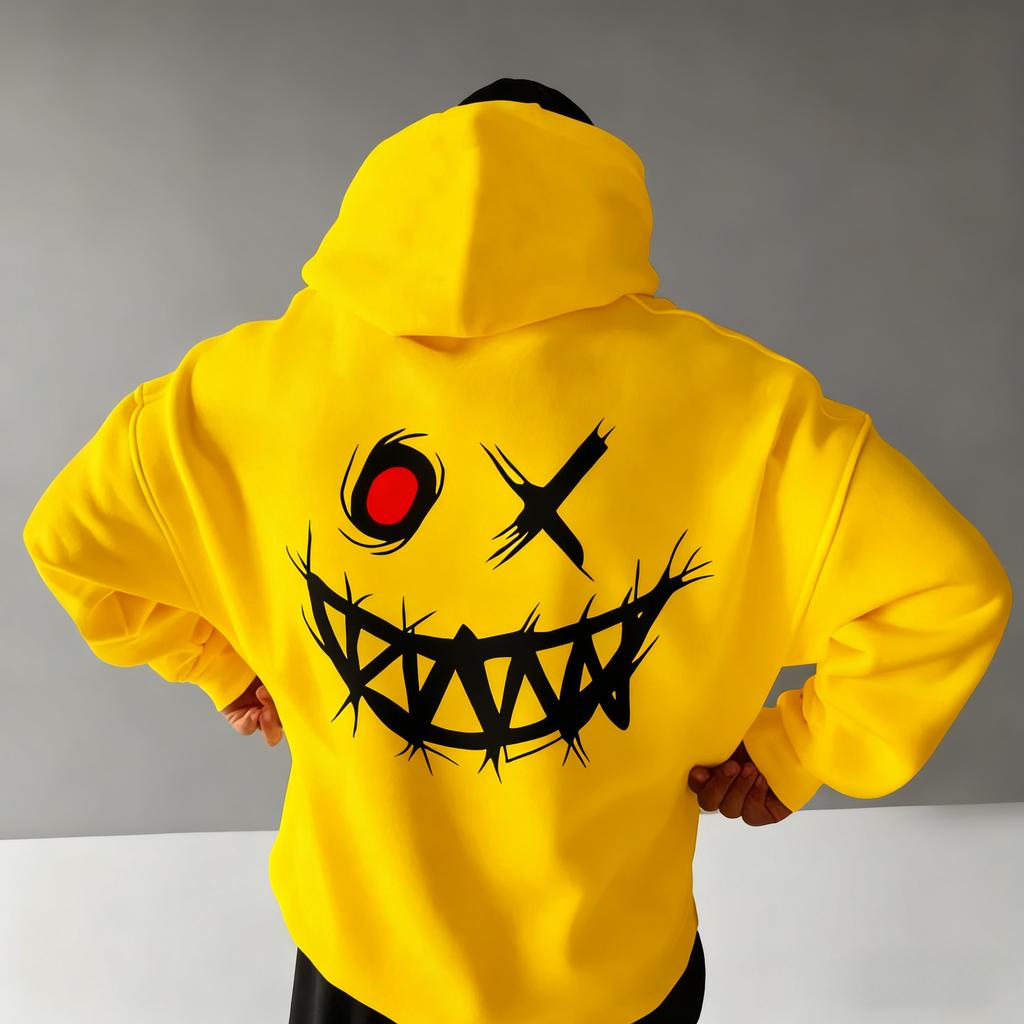 2026 Spring Men's Casual Hooded Sweatshirt with Loose Print Long Sleeve Men's Pullover Sport Shirt Extra Large Men's Shirt