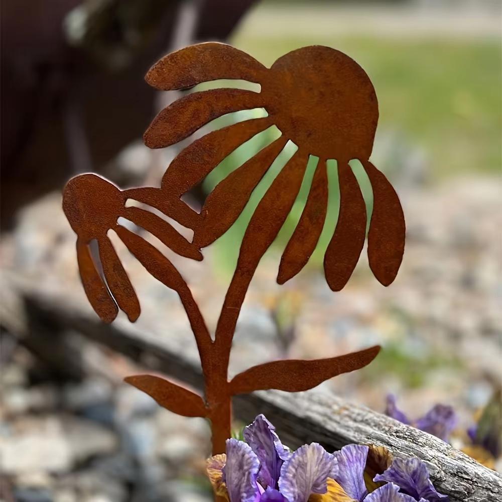 Rustic Metal Coneflower Garden Stake - Perfect for Outdoor Decor, Birthday, Father's Day & Thanksgiving Gifts