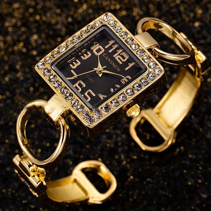 Luxury Fashion Rhinestone Square Dial Quartz Watch Elegant Female Ladies Bracelet Bangle Watch Hour Clock Relojes