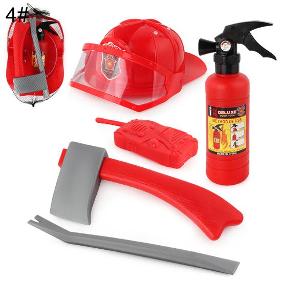 Kids Pull-Type Fire Extinguisher Water Gun Cap Firefighting Suit Beach Play Toys