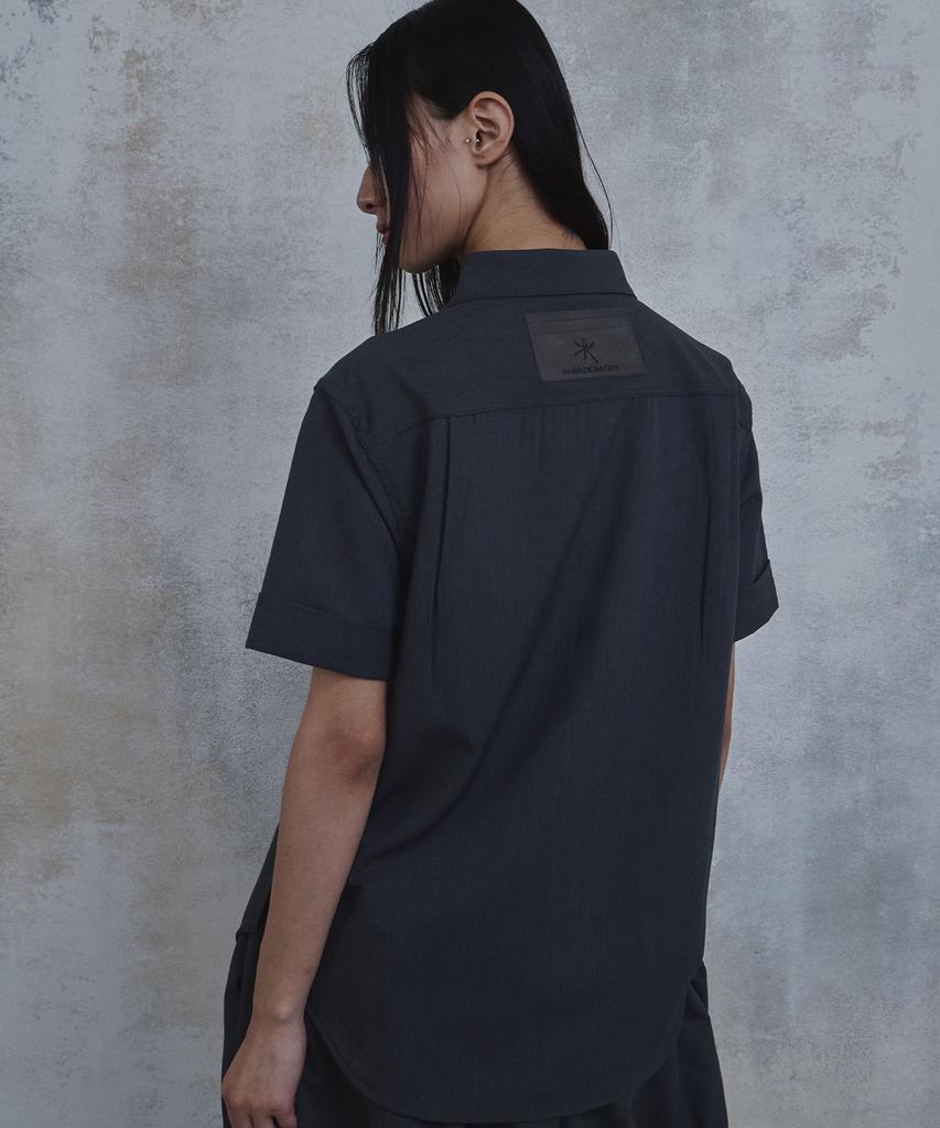 PARADIGMFILM [Ep.02] (Semi-Slim Fit) Gothic Roll-Up Half Shirt (Charcoal)