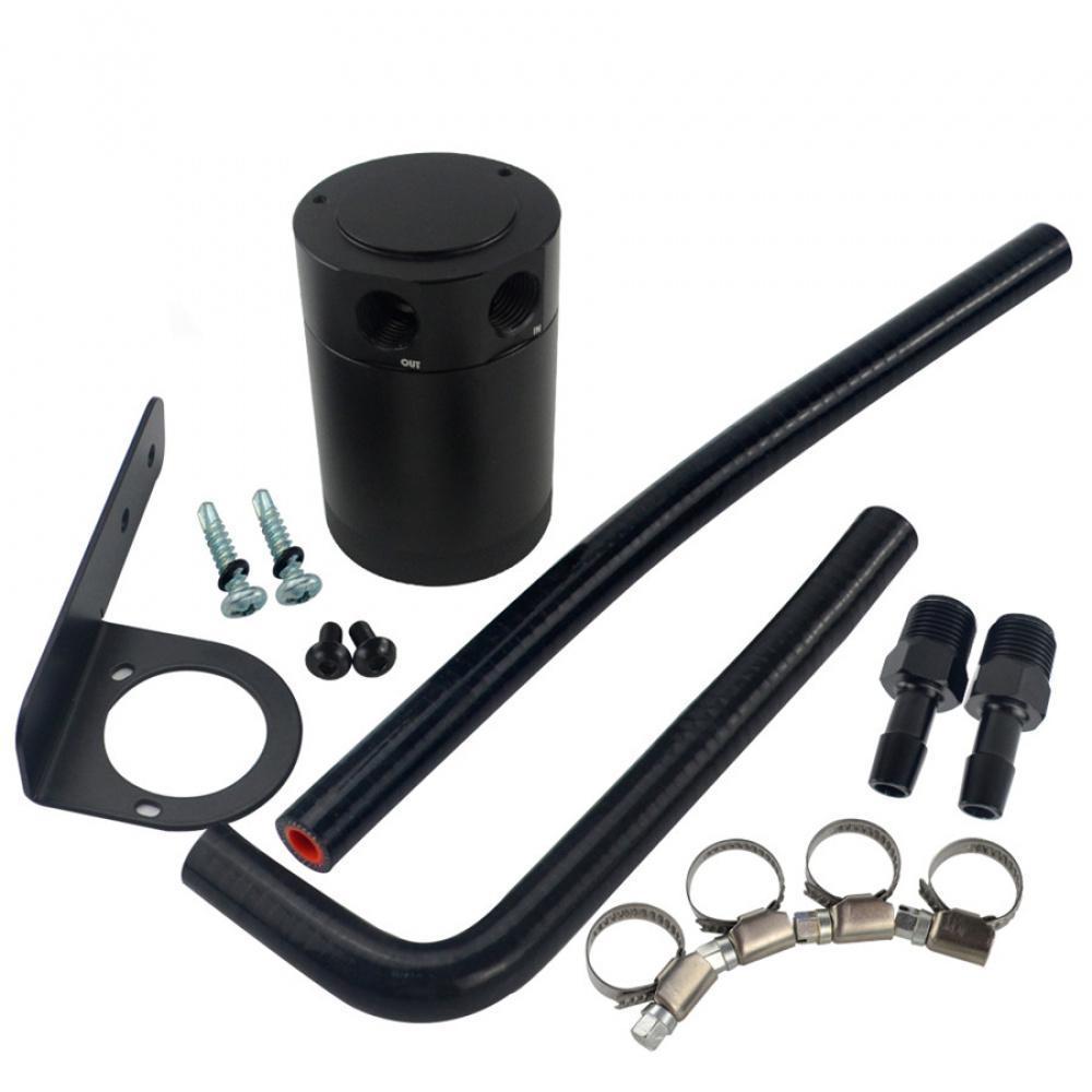Oil Catch Can Tank / Air-Oil Separator Kit For Honda Civic 16-17 Black With Hose