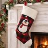 Candy Storage Bags for Christmas Red Black Plaid Stocking, 3D Cartoon Santa/Snowman/Elk/Penguin Patterns Design, Decorative Socks Winter Holidays