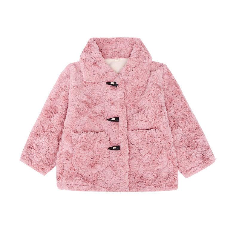 Mädchen Lamm Wolle Jacke Herbst und Winter Kleidung Pelz Einteiliges Mode Kinder Jacke Verdickt und Samt