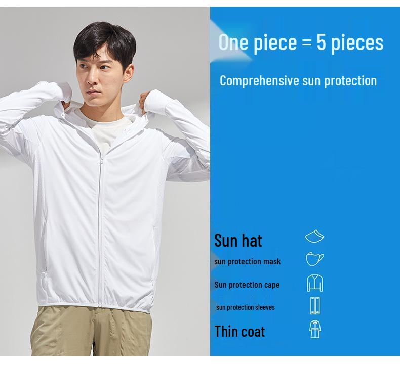 UPF50+ Ultradünne Eisseide Sonnenschutzjacke für Damen & Herren - Schlankmachend, Atmungsaktiv, UV-Schutz