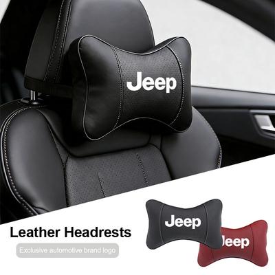 Perforated Leather Car Neck Headrest Pillow Head Support Valve Stem For Wrangler JK Gladiator Renegade Cherokee Wagoneer