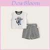 Boys Summer Cartoon Print Cotton Short Sleeve T Shirt And Shorts Set For Kids