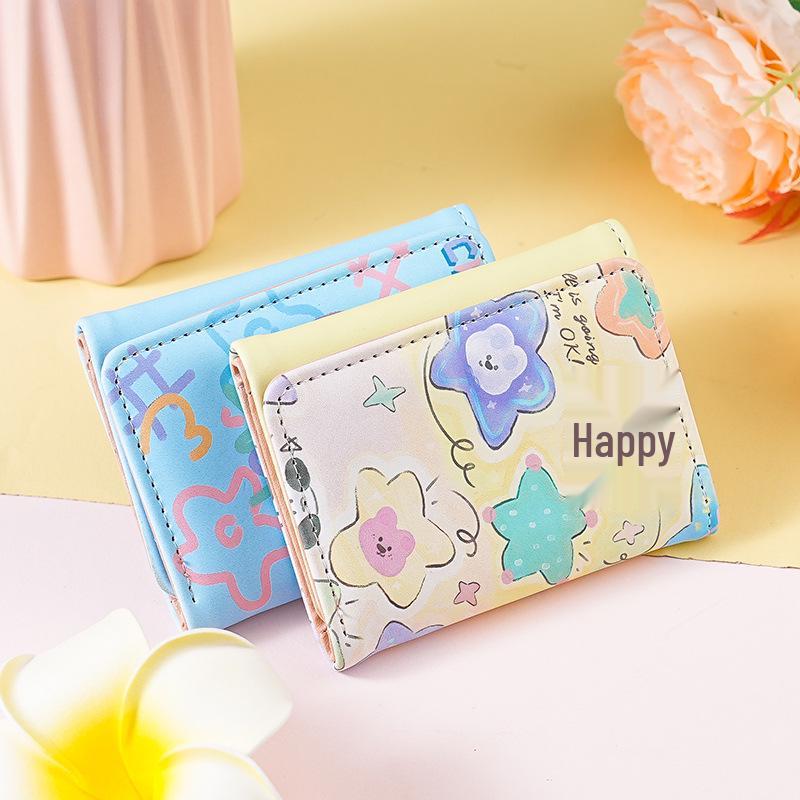 

Stylish Colorful Graffiti Women s Compact Tri-Fold Wallet with Multi-Card Slots