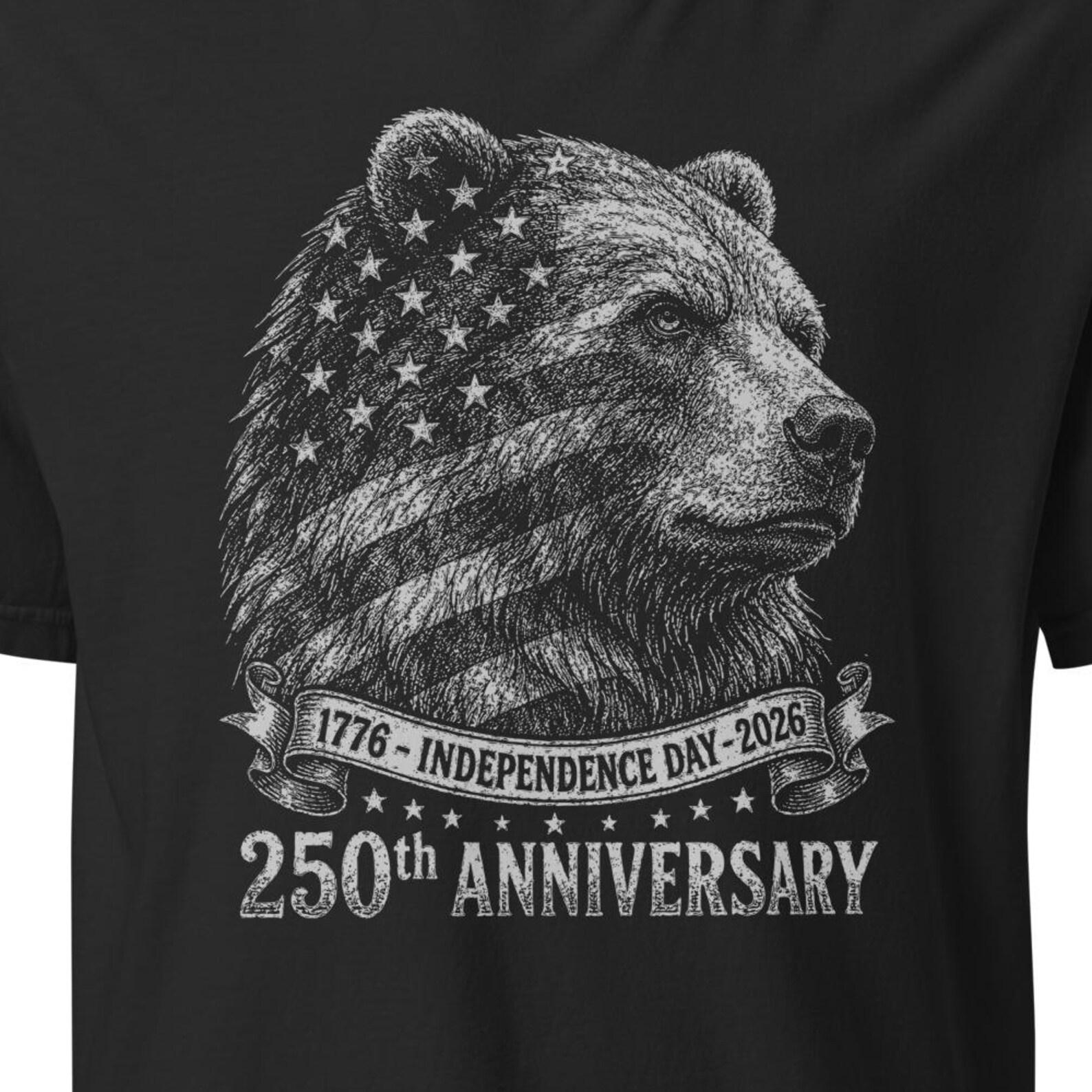 250th Anniversary Bear Shirt, Patriotic Independence Day Tee, American Flag Bear T-Shirt, 1776 USA Freedom 4XL