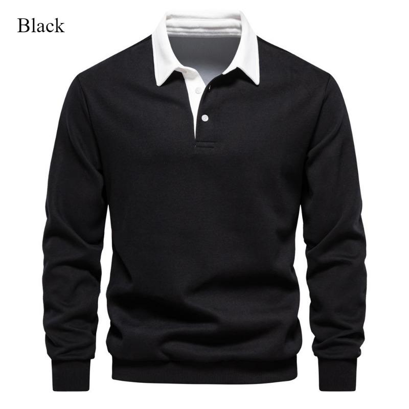 2024 New Autumn Winter Long-sleeved Polo Neck Hoodie Casual Sports Shirt Fashion Design Men's Cotton Top