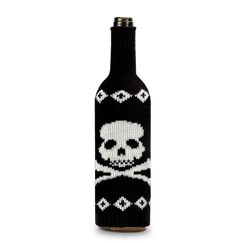 652F Halloween Wine Bottle Cover Pumpkin Skull Spiders Knitting Wine Bags Decoration