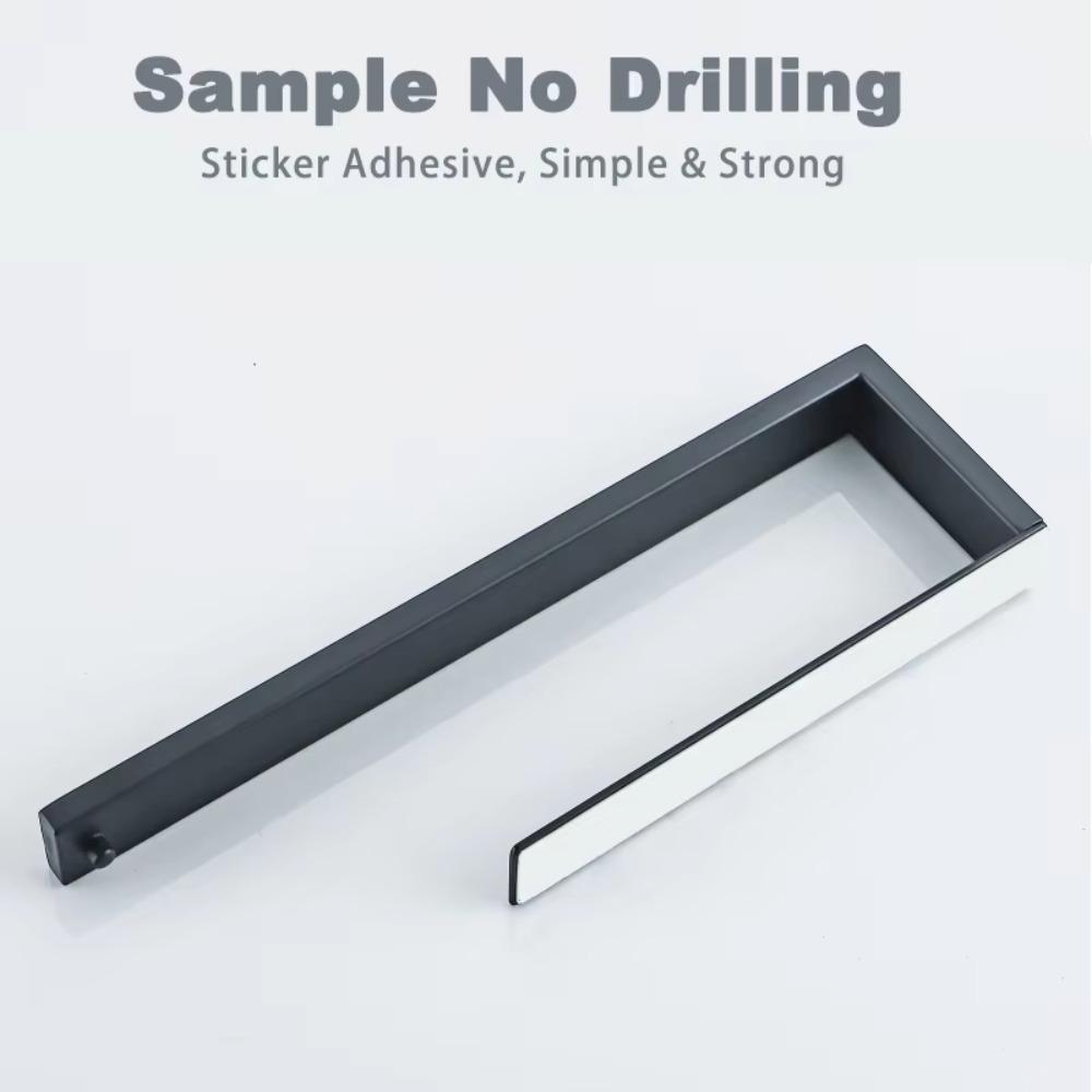 Adhesive Stainless Steel Kitchen Paper Towel Holder Large Tissue Hanger Wall Mounted Bathroom Organizer Hand Towel Rack Black