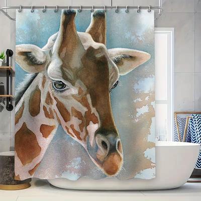 Watercolor Giraffe Shower Curtain Waterproof Printed Bathroom Decoration Modern Animal Print for Home Decor Size: 72x84 Inches