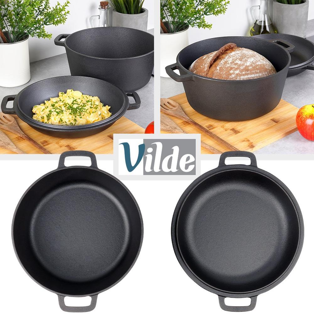 Cast Iron Pot, Roasting Pan, Frying Pan, 2 In 1, 26 Cm