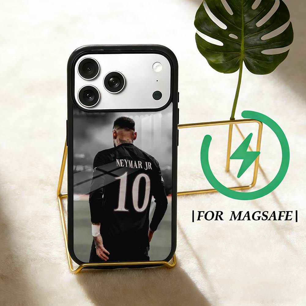 Custodia per Telefono Calcio N-NeymarS Jr 10 per iPhone 17,16,15,14,13,12,Plus,Pro,Max per Ricarica Wireless Magnetica Magsafe