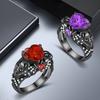Anneaux Punk Crâne Cristal Zircon Cubique Fleur Gothique pour Femmes Filles Plaqué Argent Luxe Mode Cadeaux Bague de Mariage Bijoux