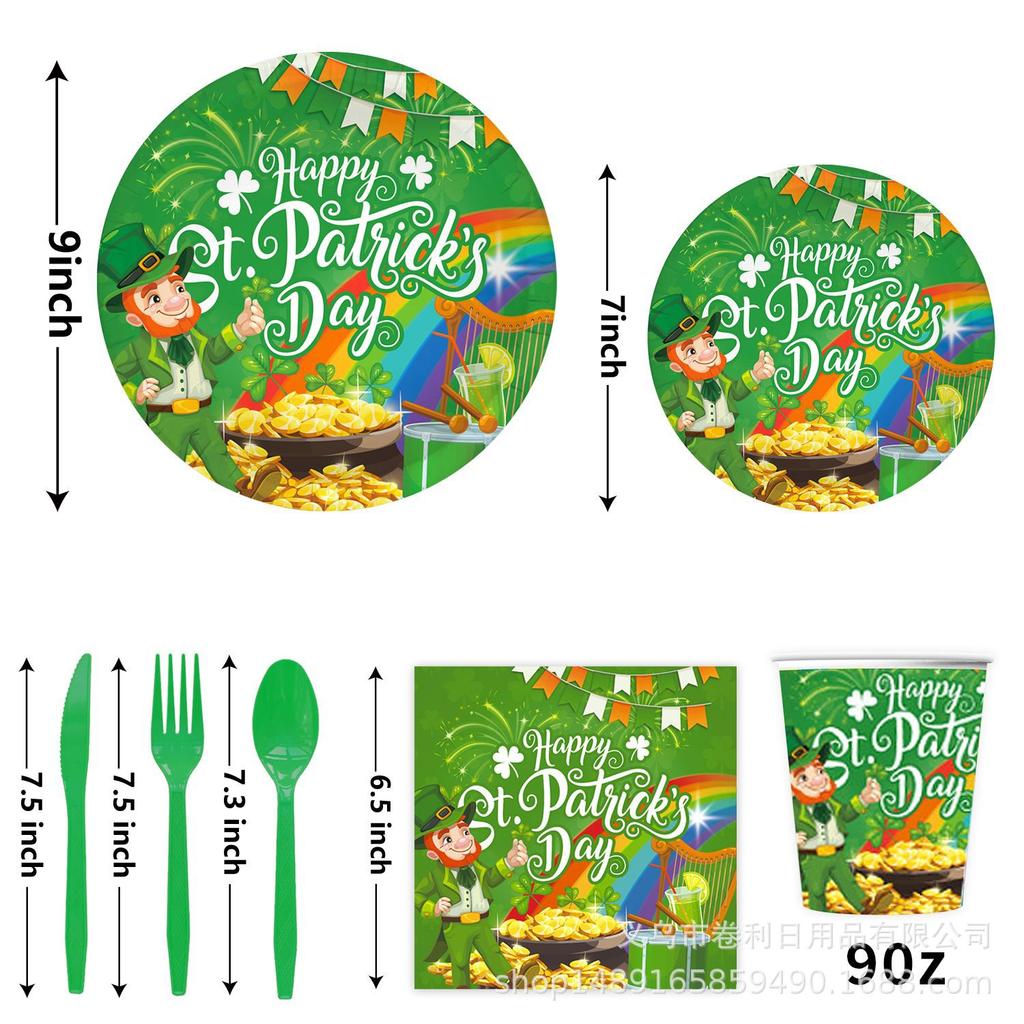 St. Patrick'S Day Party Supplies St. Patrick'S Party Decoration Arrangements Props Banners Disposable Tableware