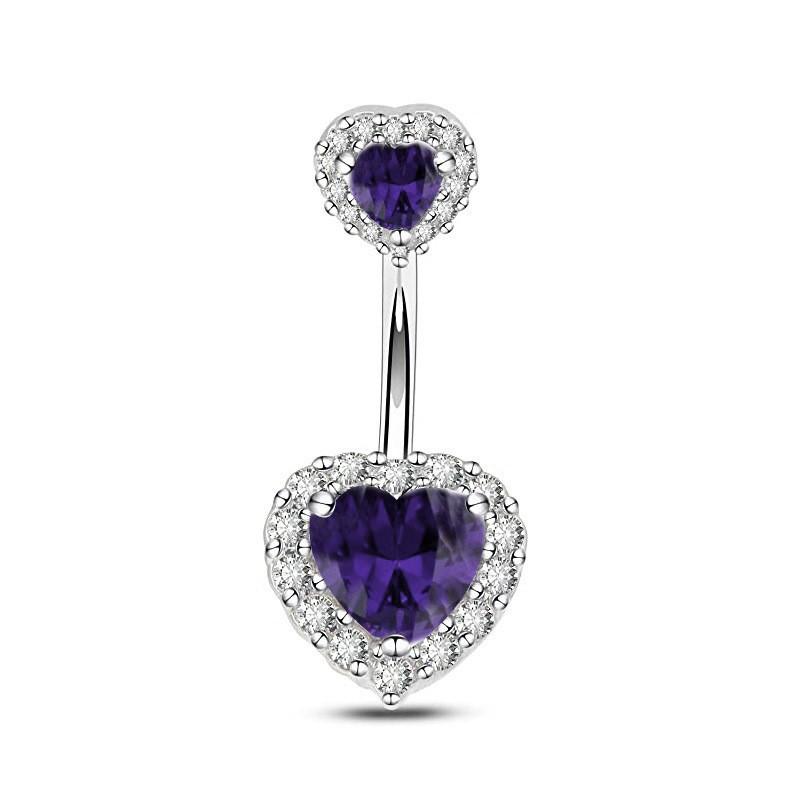 Belly Button Rings Stainless Steel Mixed Style Purple Zircon Dangle Hypoallergenic Navel Rings for Gift Giving