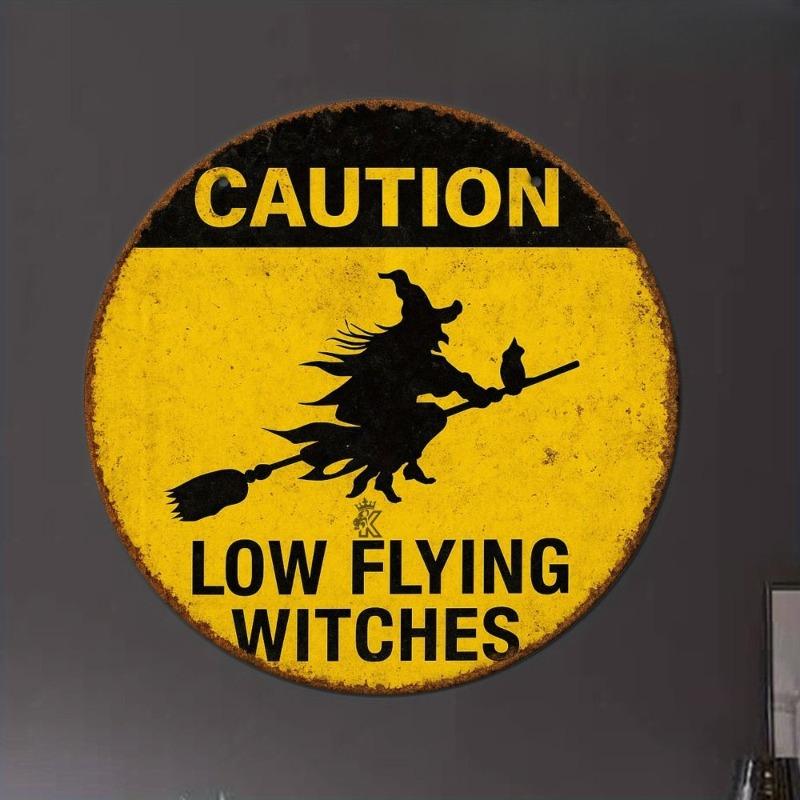 

Vintage Halloween Round Metal Sign 20cm, Rustic Colorful Wall Decor Plaque