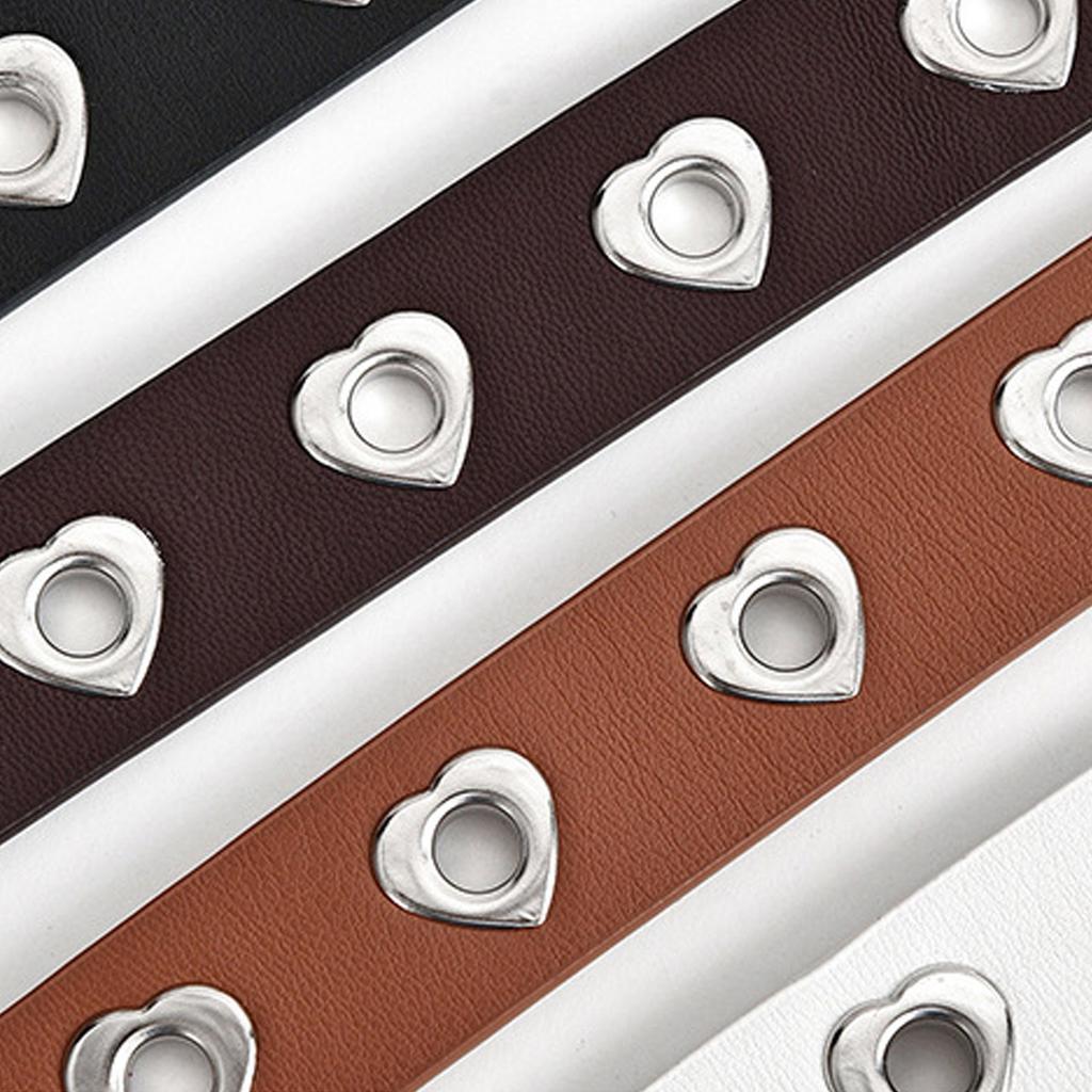 Heart Shaped Buckle Belt PU Leather Freely Adjustable Hollow Decorative Waist Belt for Daily Wear Black Free Size