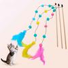 Katzen Spielzeug Haarball Schnur Stock Katzen Reizangel Katzen Spielzeug Interaktiv Federstäbchen Katzen Spielzeug mit Glocke Elastischer Ball Quaste Kätzchen Spielzeug