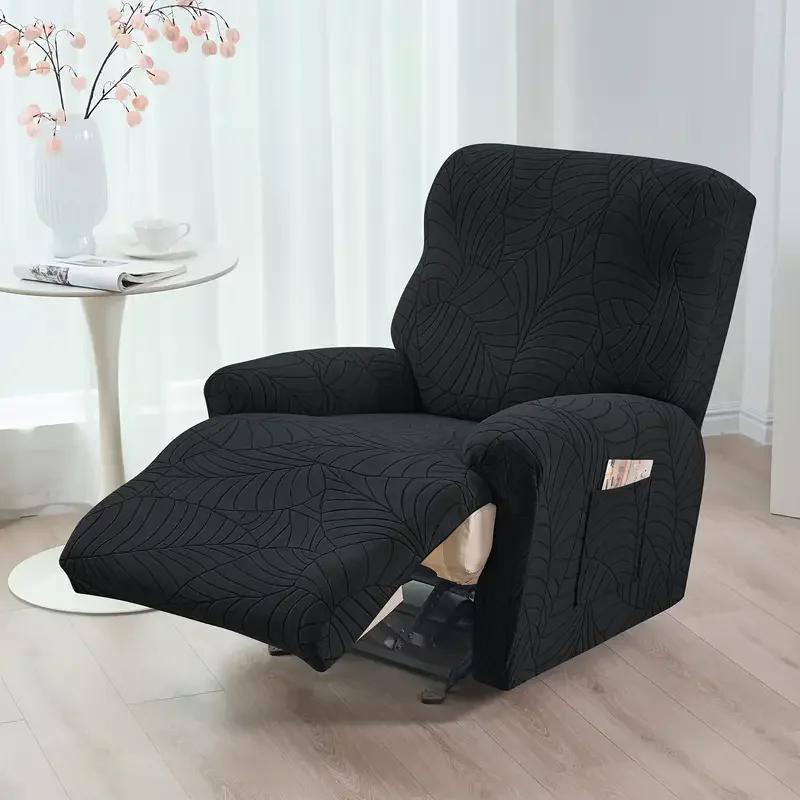 1 Seat Recliner Chair Covers Dust-Proof Elastic Armchair Slipcover Leaves Jacquard Single Sofa Slipcover For Living Room Decor