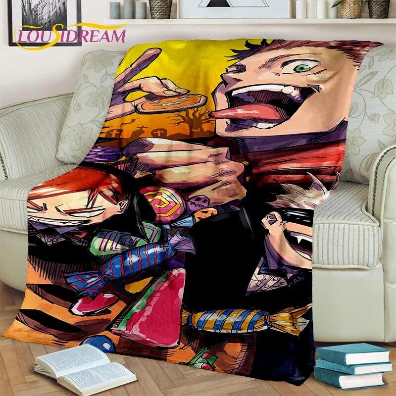 Anime Jujutsu Kaisen Itadori Yuji 3D Blanket,Soft Throw Blanket for Home Bedroom Bed Sofa Picnic Travel Office Cover Blanket Kid