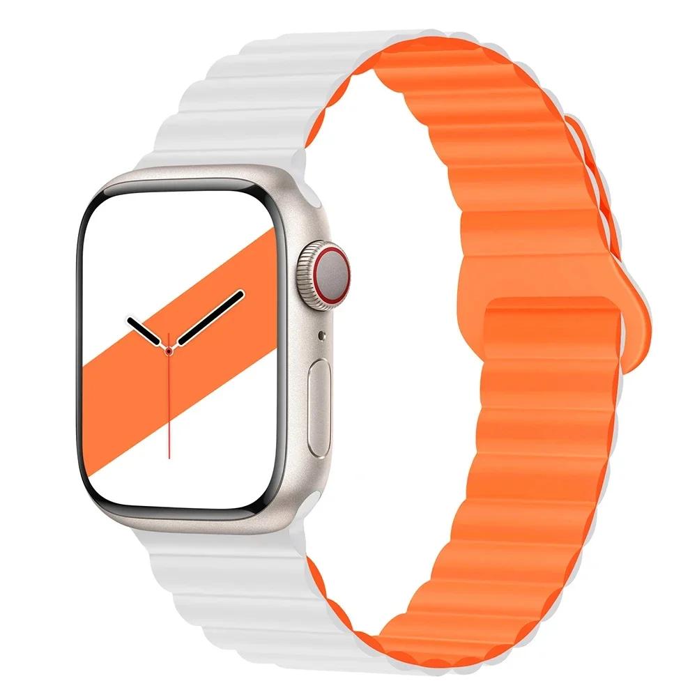Magnetyczny Pasek Silikonowy Sportowy Bransoletki Do Apple Watch 41mm 42mm 44mm 45mm 46mm 49mm iWatch Seria 11 10 9 8 7 6 5 4se