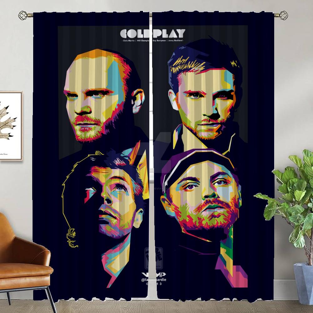 Window Curtain for Room 2 Panel Rock-coldplays Blackout Curtains Home Interior Curtains Tulle for Bedroom Halloween Decoration