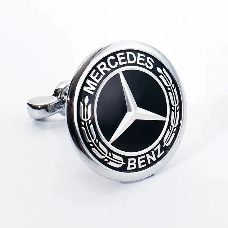 EOV2  45mm Car Front Emblem Badge Modified Bonnet Chrome Hood Cover for Mercedes Benz AMG W203 W204 C E S Class W210 W211 W220