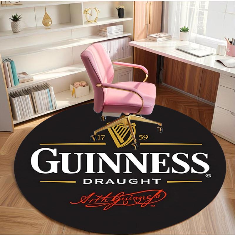 Guinness Draught Print Round Rug, Washable Floor Carpet, For Entryway Dorm Laundry Room Office Study, Home Decor Birthday Christmas Gift