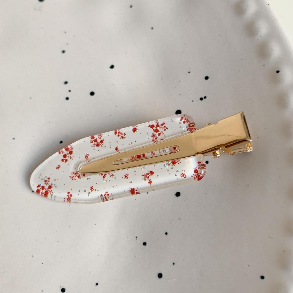 1PC New Korean Red Checkered Bow Pattern Hair Clip Cute Sweet Traceless Hairpin Duckbill Clip  Girl Hair Accessoires