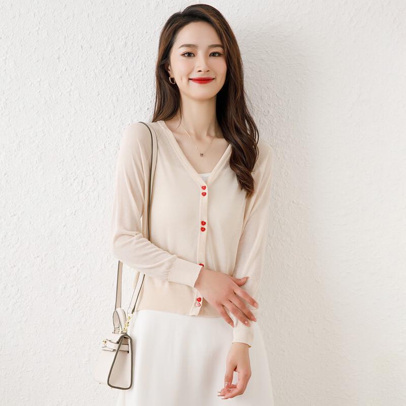 Sanpowa V-Neck Thin Knit Cardigan L