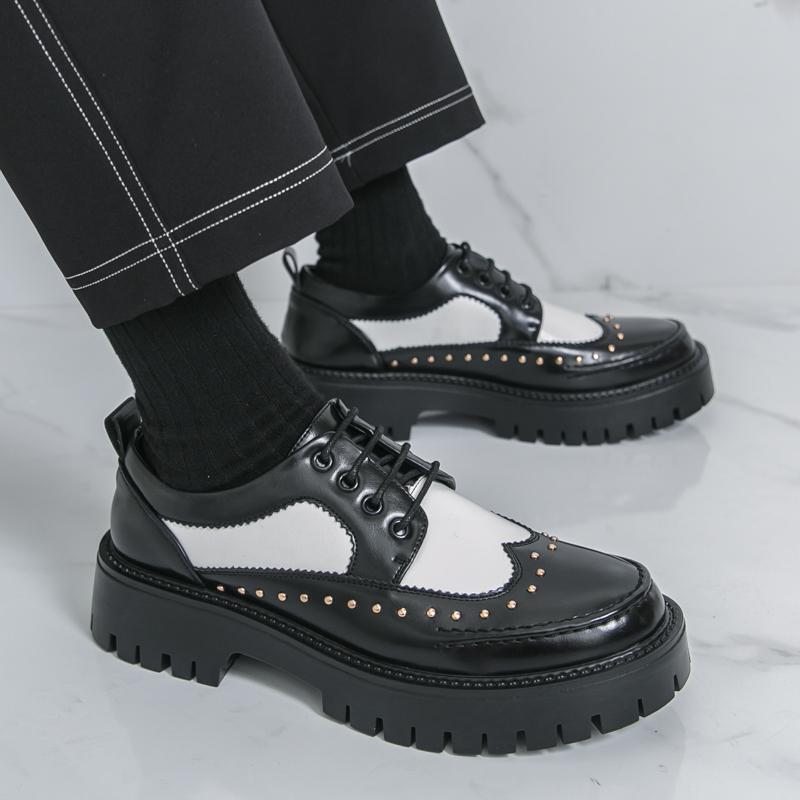 Vīriešu Punk Zābaki Brogues Formāli Pacēluma