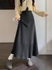 High Waist Knitted A-line Pleated Skirt – Autumn/Winter Women's Slimming Core-Spun Yarn