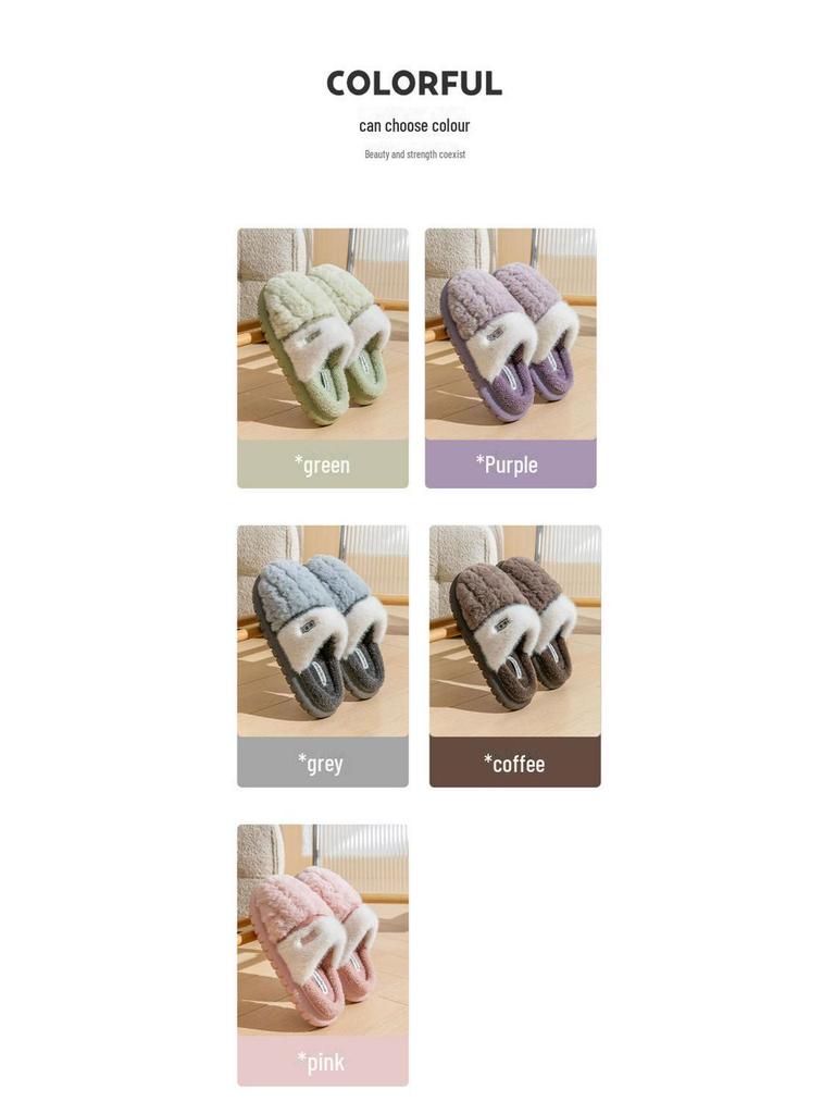 2024 New Women's Plush Winter Cotton Slippers: Thick-Soled, Cozy Indoor Footwear