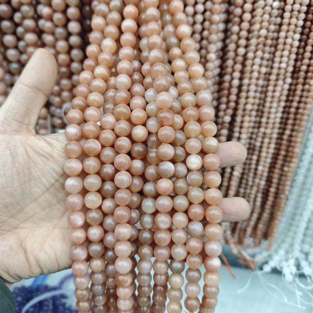 5A Sunstone, Orange Moonstone & Labradorite Round Beads - Semi-Finished Bracelet