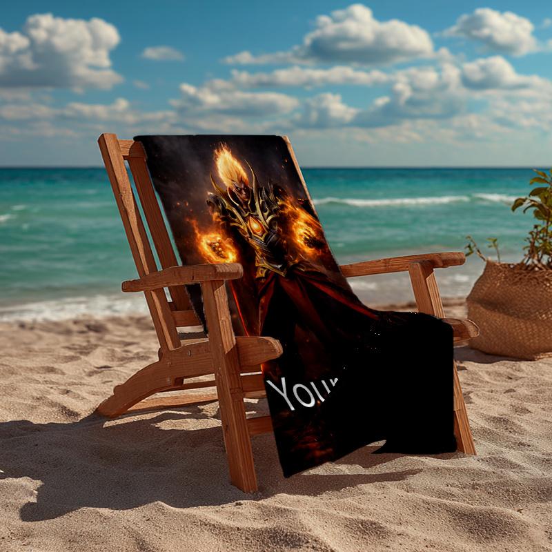Custom Name Ultra-Soft Beach Towel with Dota 2 Theme,Ideal for Pool - Camping, Diving - Perfect Travel Essential, Vibrant Beach Towel.