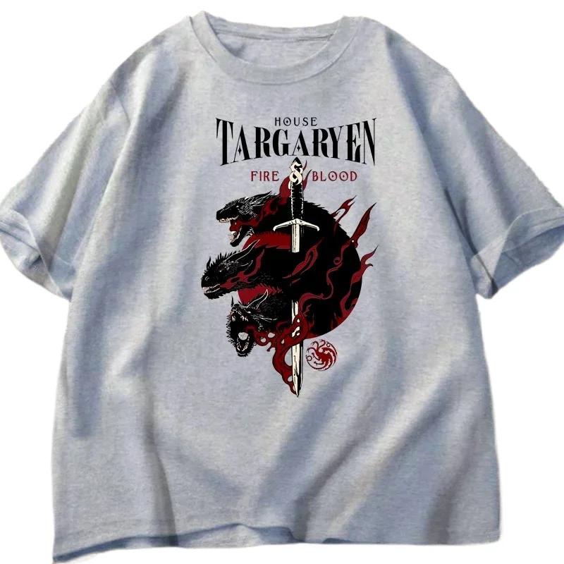 House Targaryen T Shirt Fire and Blood T-Shirt GOT Men T-shirt Fashion Short Sleeve Casual Printed Tee Shirt Street Wear Summer