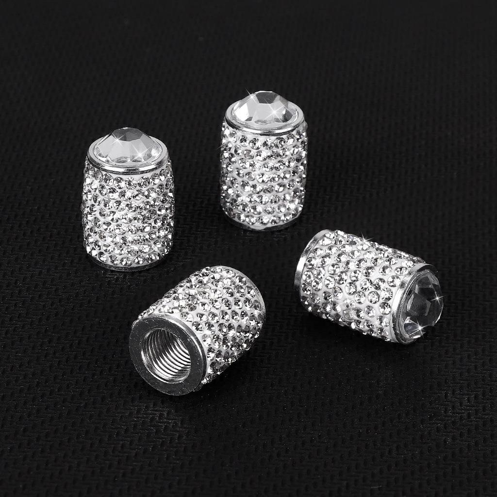 Bling Tire Valve Caps, 4 Pack Handmade Crystal Rhinestone Tire Caps Universal Bling Car Accessories for Women Dustproof Bling Valve Stem Caps Cover